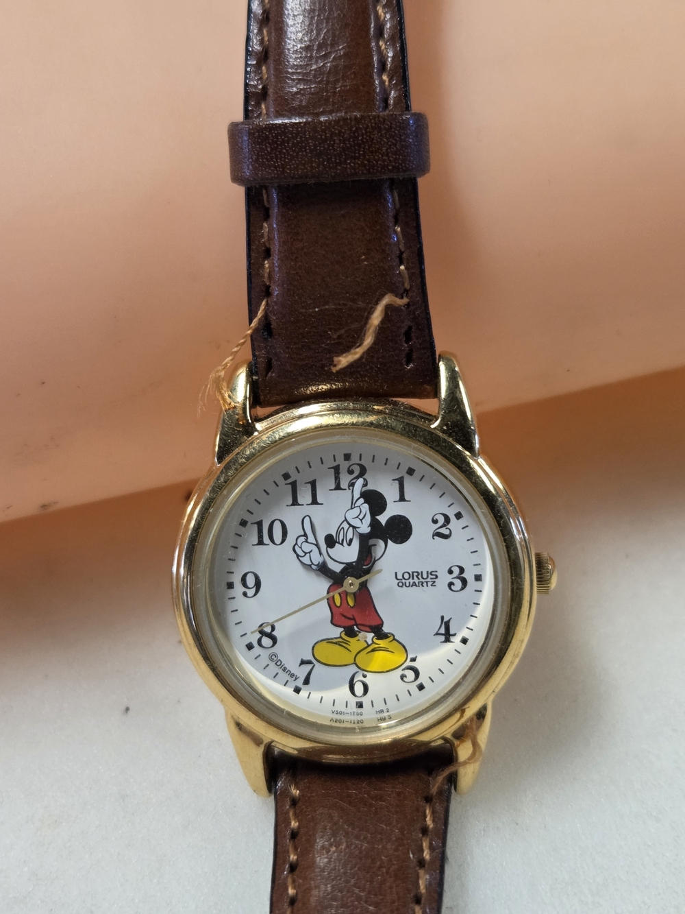 Lorus Brown Leather Mickey Mouse Watch - Gold Case